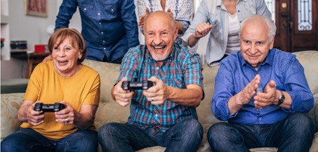 older people playing video games