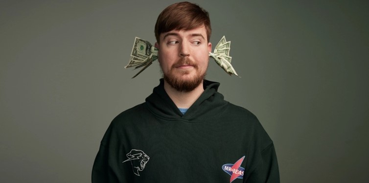 Mr beast with money in his ears